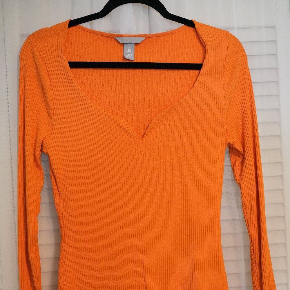 Women's H&M Open Front Orange Shirt